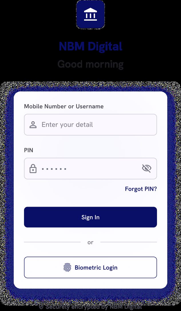 NBM Digital login screen